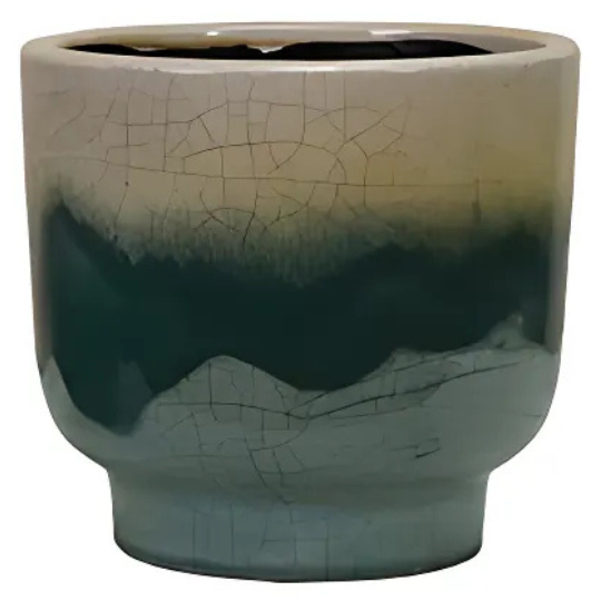 Reactive Glaze Terracotta Footed Planter 5in
