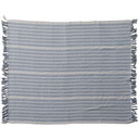 Striped Cotton Throw With Fringe Blue Natural 60x50in