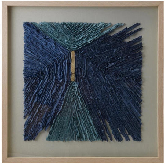 Paper Art Shadow Box Wall Décor Blue & Gold 31.5x31.5in