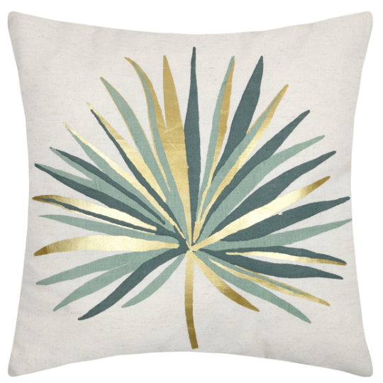 Casablanca Pillow Green & Gold Palm 16x16in