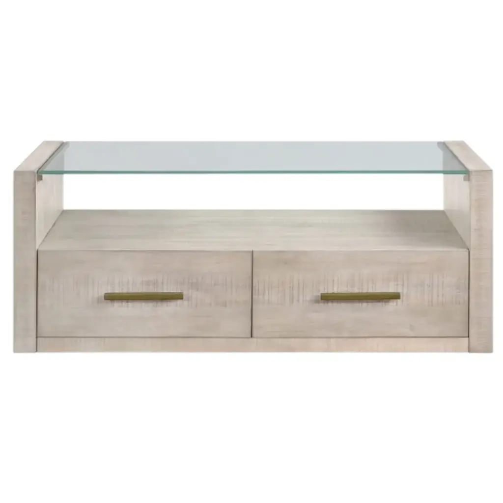 Garland Castered Glass Top Coffee Table Washed Parchment