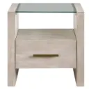 Garland Glass Top End Table Washed Parchment