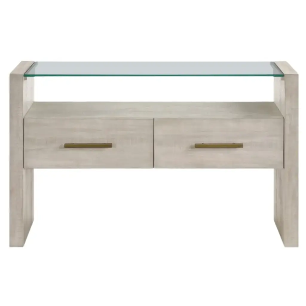Garland Glass Top Sofa Table Washed Parchment