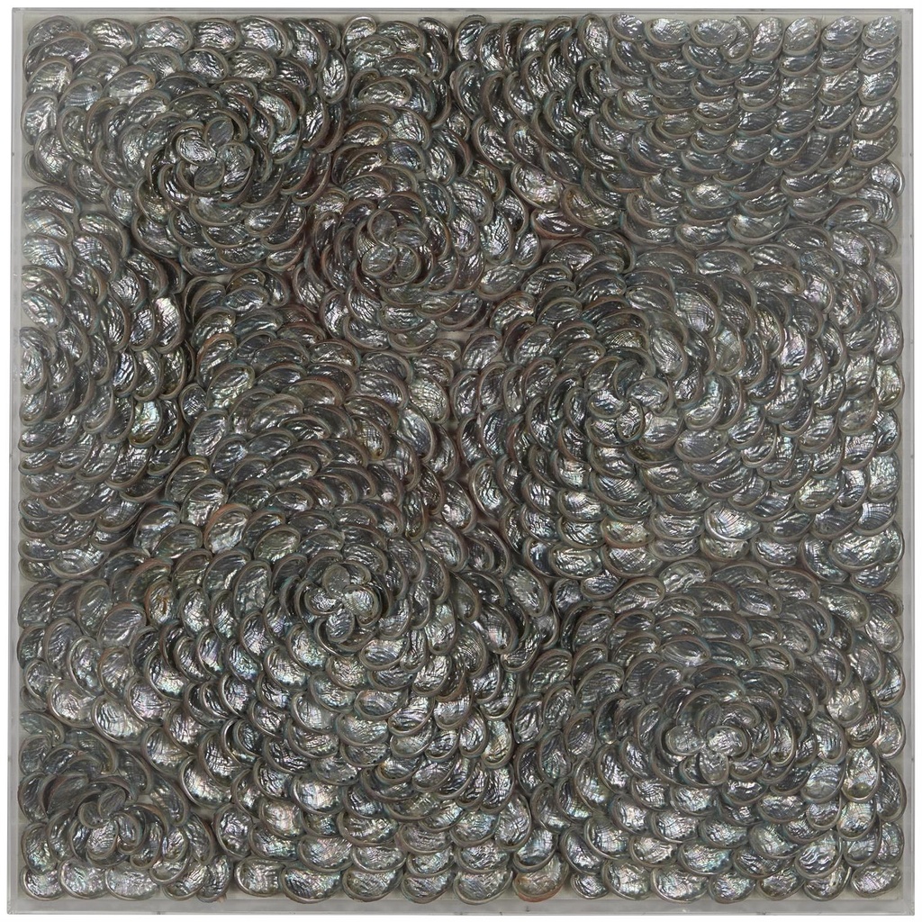 Handmade Shell Art in Acrylic Shadow Box 32x32in