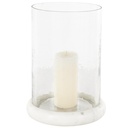 Hammered Glass Candle Holder With Marble Base 13in