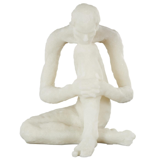Thinker White Stone Sculpture 14in