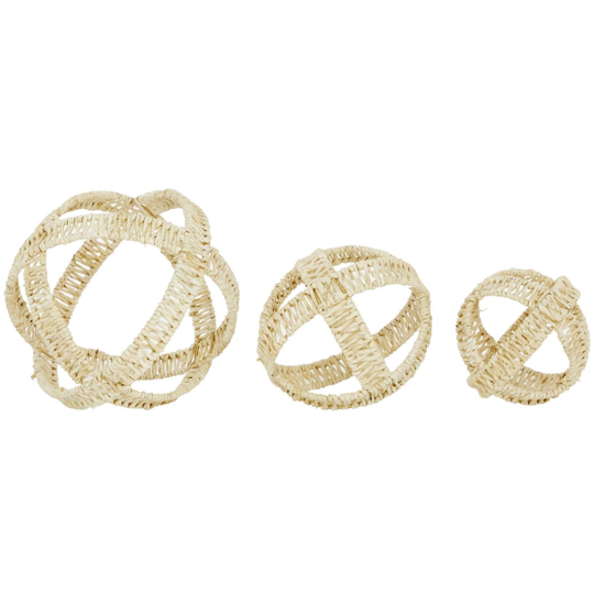 Woven Rattan Open Orbs 3pc