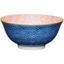 Glazed Stoneware Bowl Blue Arc 6in