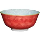 Glazed Stoneware Bowl Grey Floral 6in