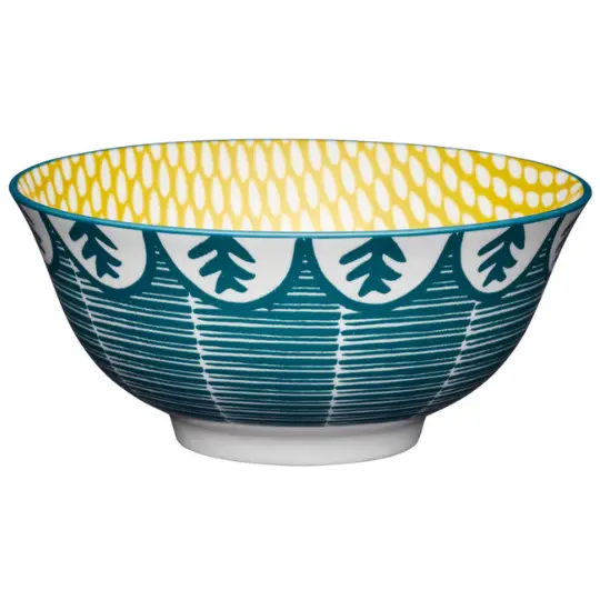 Glazed Stoneware Bowl Leafy Green 6in