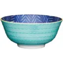 Glazed Stoneware Bowl Leafy Indigo 6in