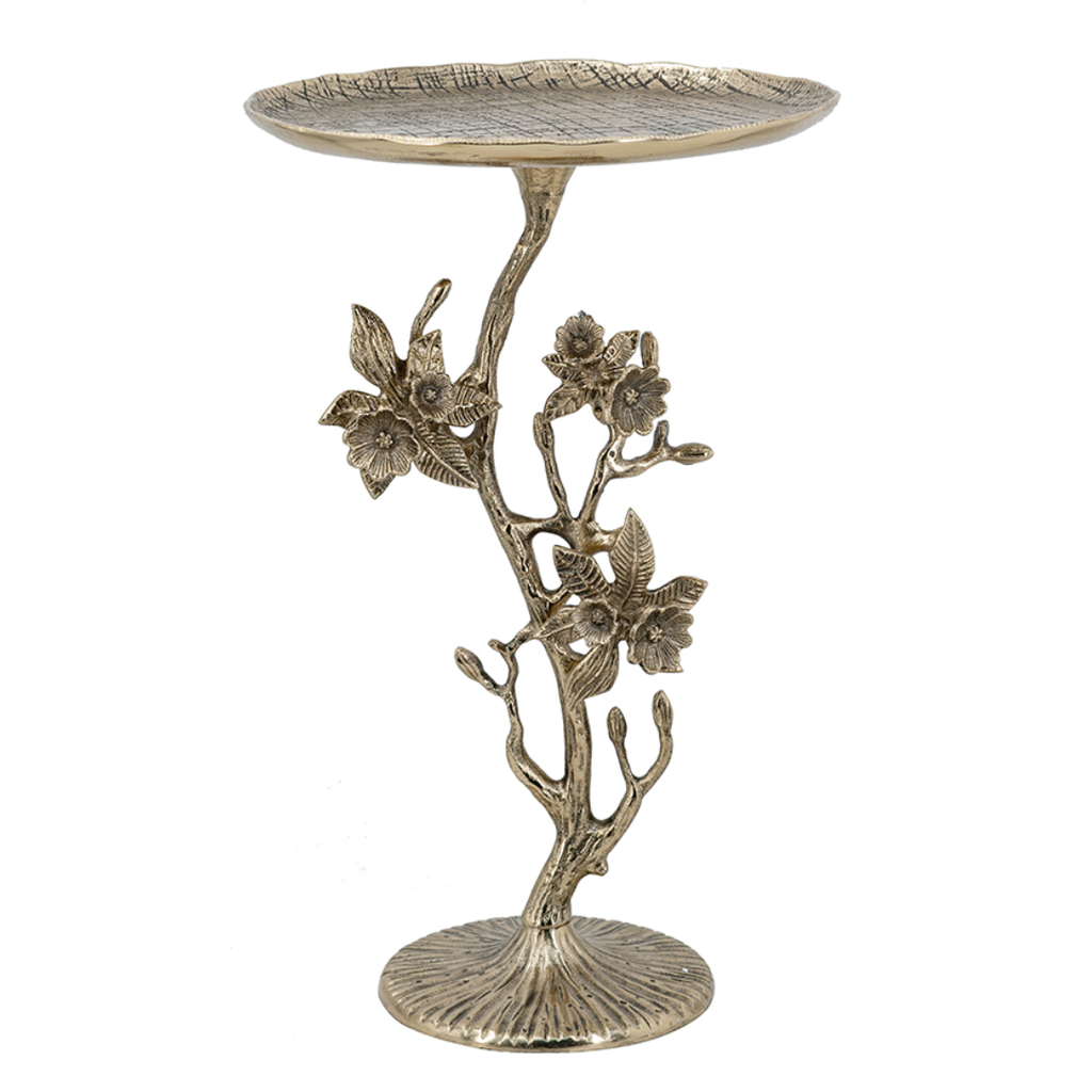 Aluminum Floral Base Side Table Gold 14x24in