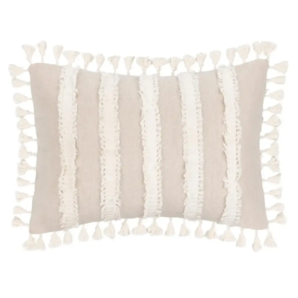 Edisto Pillow Beige Ivory 14x20in