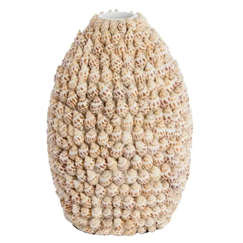 Ceramic Shell Vase Cream 11in