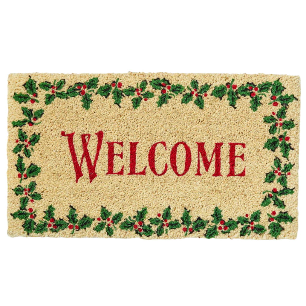 Welcome Holly Leaf Coir Mat