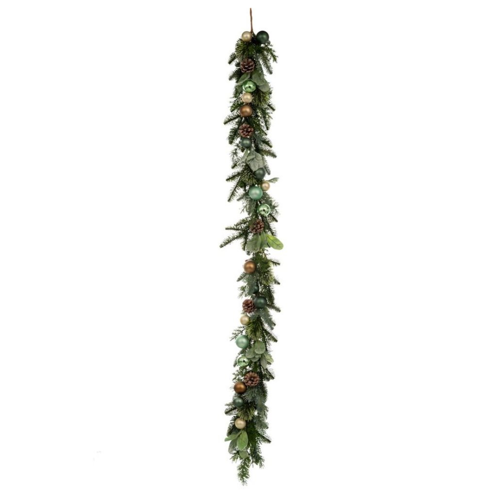 Garland with Pine Cones and Baubles 71in