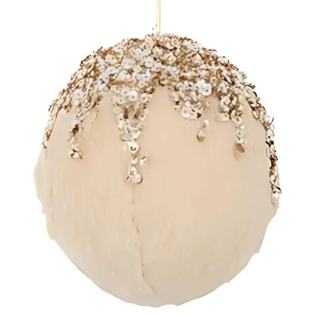 Sequin Fabric Hanging Bauble Gold 5in