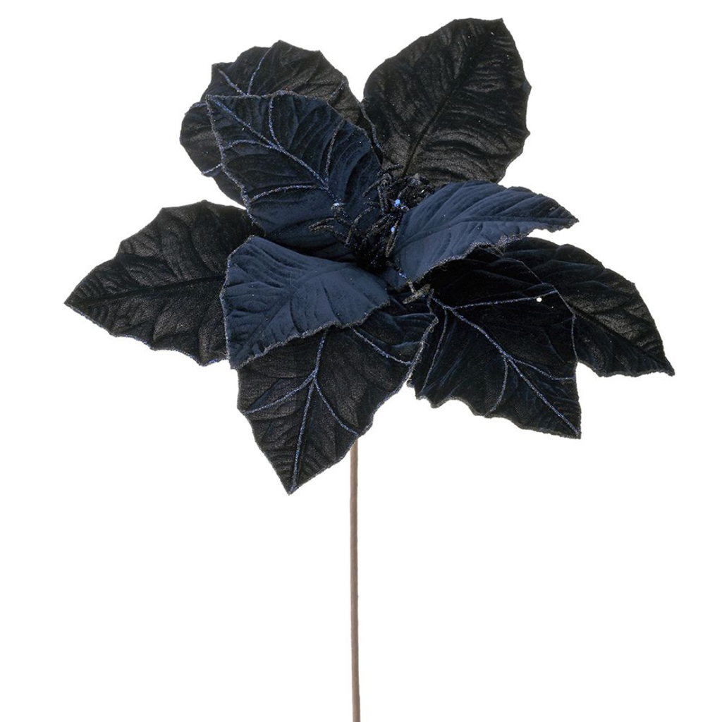 Poinsettia Stem Blue 15x24in
