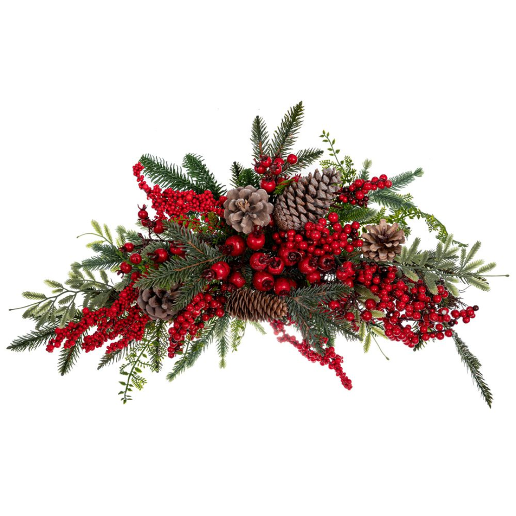 Swag with Berries  and Pine Cones Red 26in