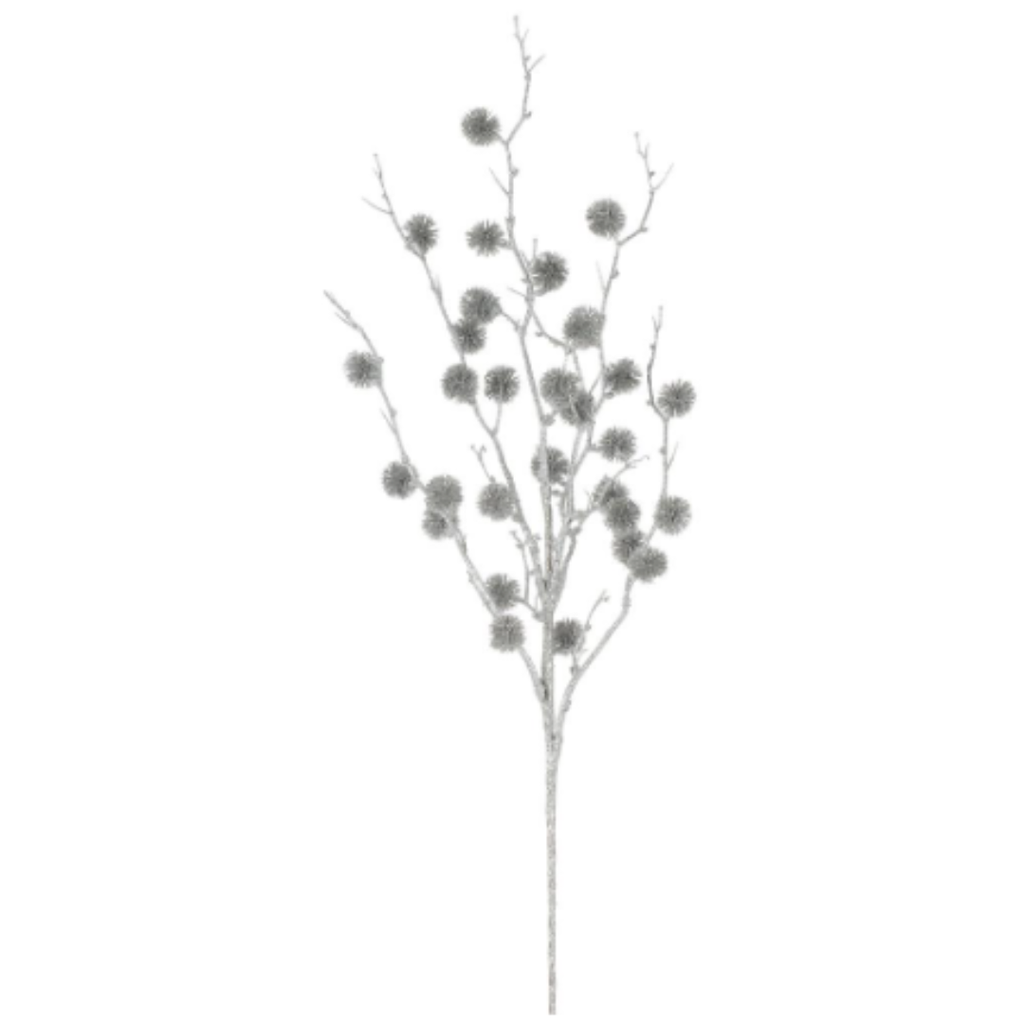 Glittered Thistle Spray Silver 31in