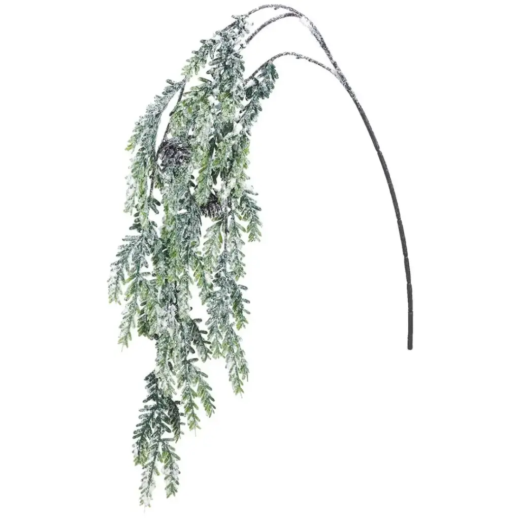 Snow Hanging Spray with Pine Cones 40in