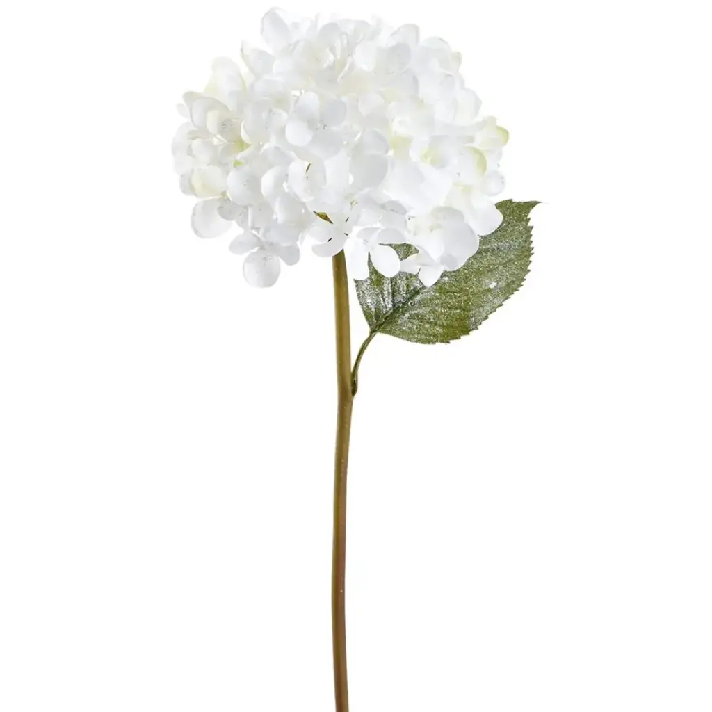 Glittered Hydrangea Spray White 23in