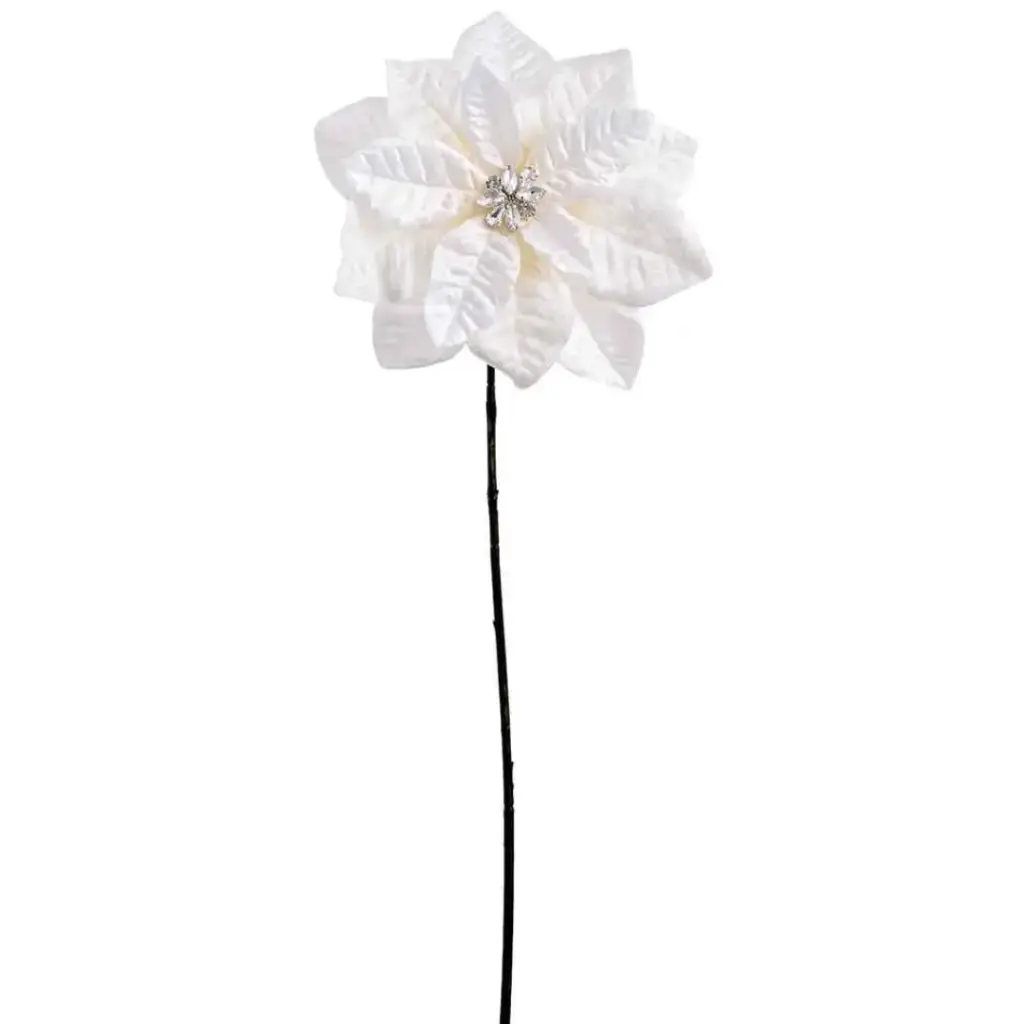Velvet and Diamond Poinsettia Spray 25in
