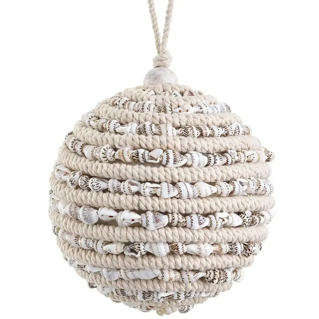 Shell and Cord Ball Ornament 4in