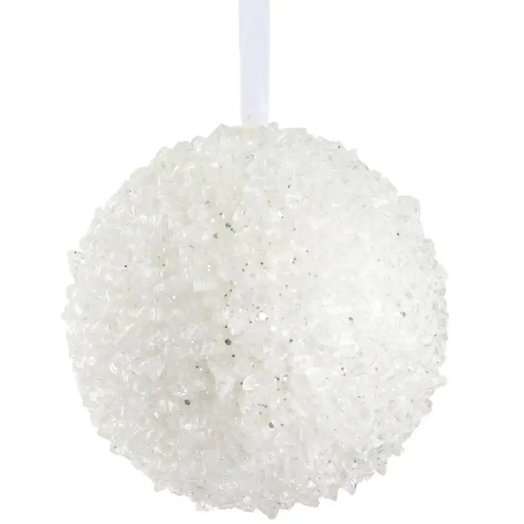 Iced Ball Ornament White 6in
