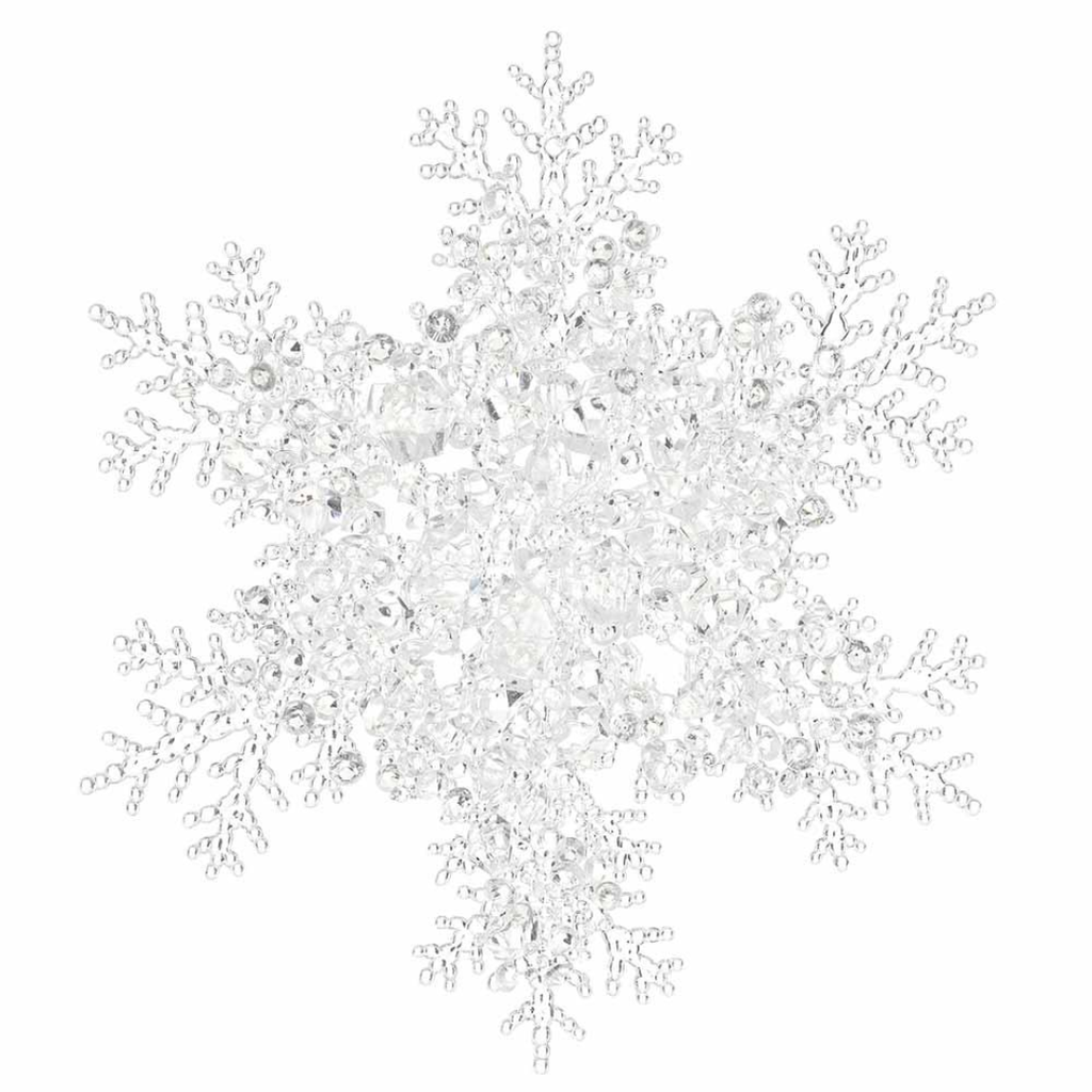Beaded Snowflake Ornament White 8in