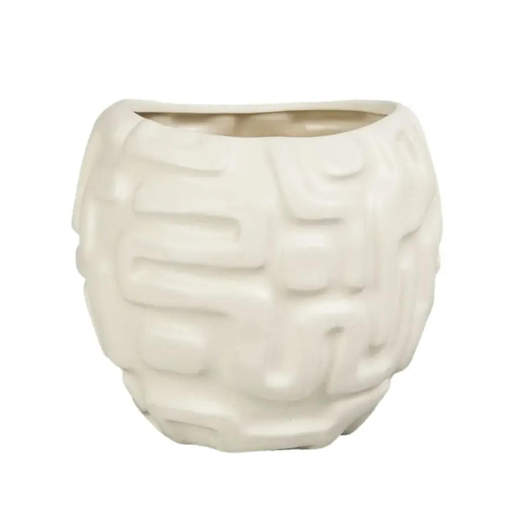 Isis Stoneware Vase Beige 12.5x11in