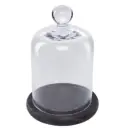 Glass Candle Cloche with Wooden Base