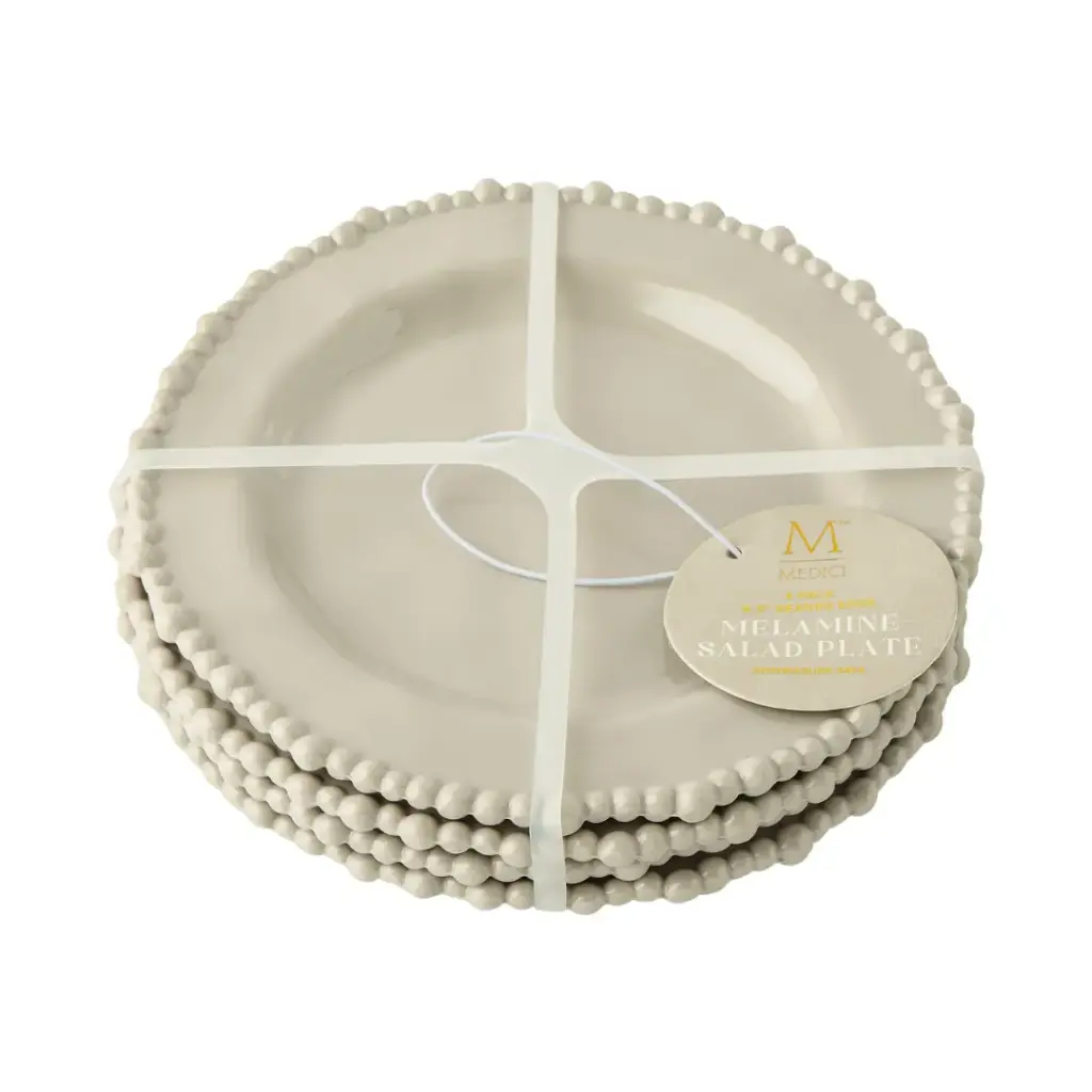 Beaded Edge Melamine Side Plate Set Pale Oak 4pc