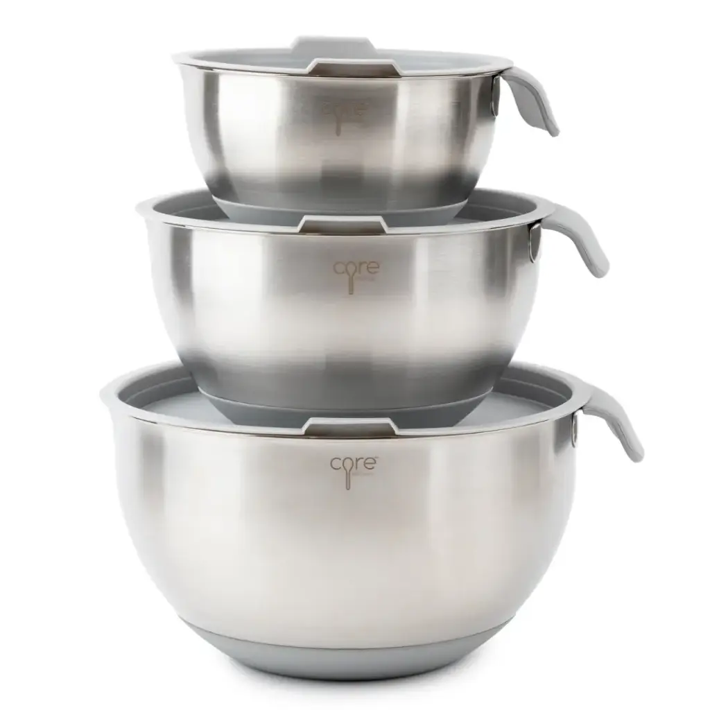 Essentials non-skid Stainless Steel Mixing Bowls with Lids Set 6pc