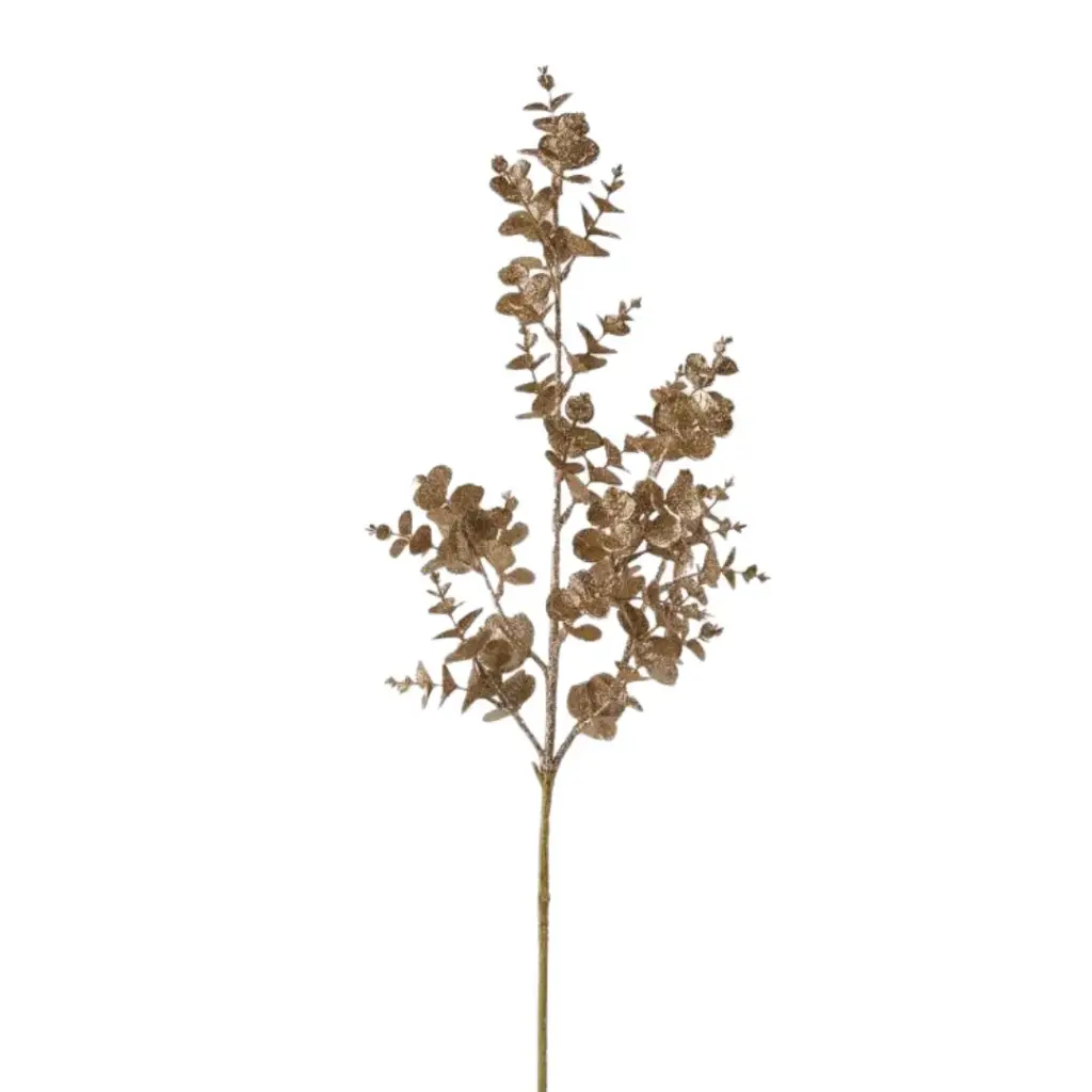 Glittered Eucalyptus Branch Gold 37in