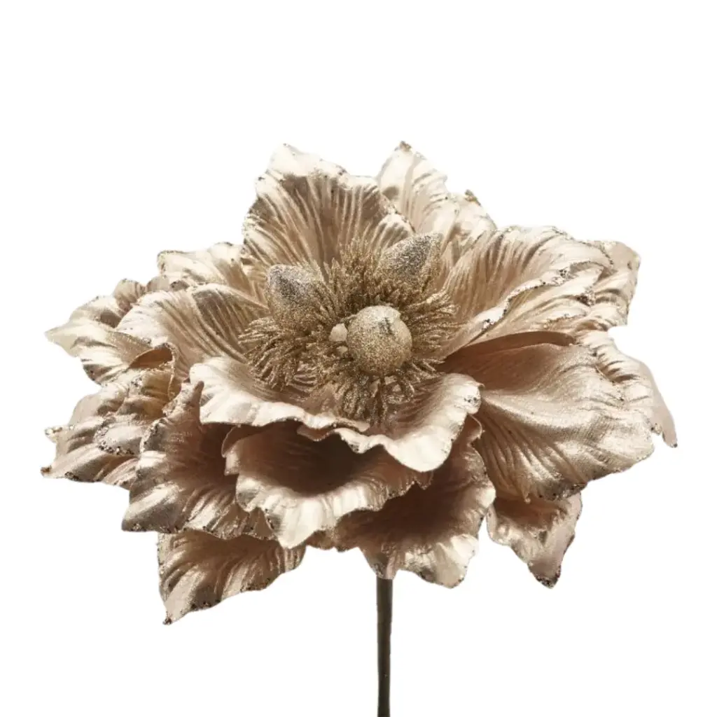 Glittered Magnolia Pick Gold 11in