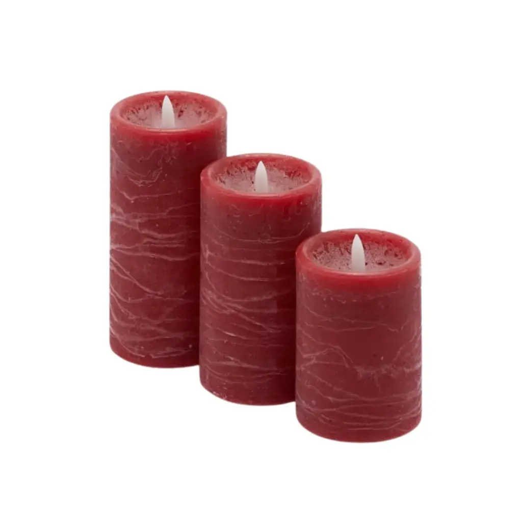 LED Candle Set Red 3pc
