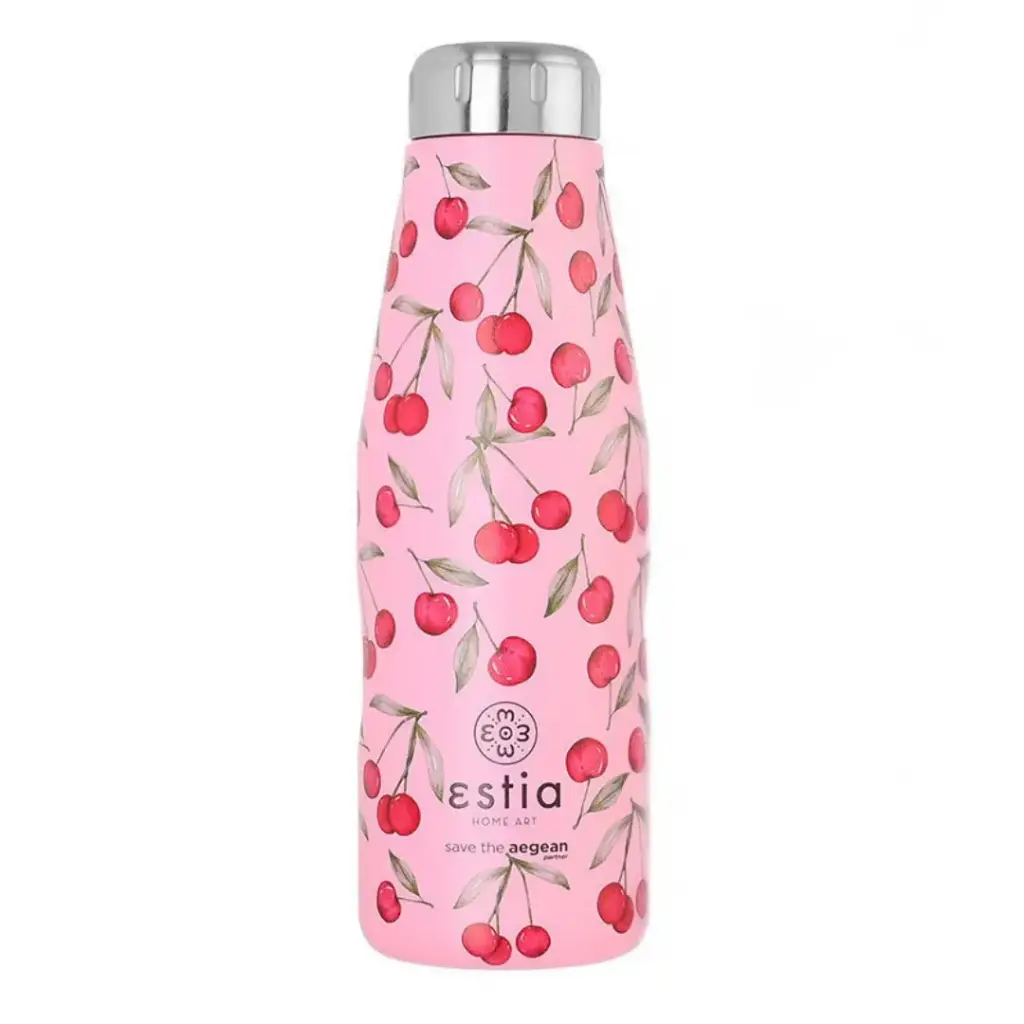 Insulated Travel Flask Save the Aegean Cherry Rose 17.6oz