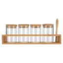 Spice Jars with Bamboo Base & Spoon 6pc