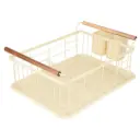 Allure Metal Dish Rack with Wood Handles Ivory
