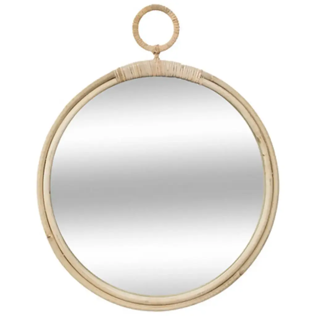 Carolina Round Rattan Mirror 15in
