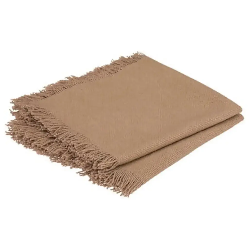 Maha Fringed Napkin Tan 2pc 