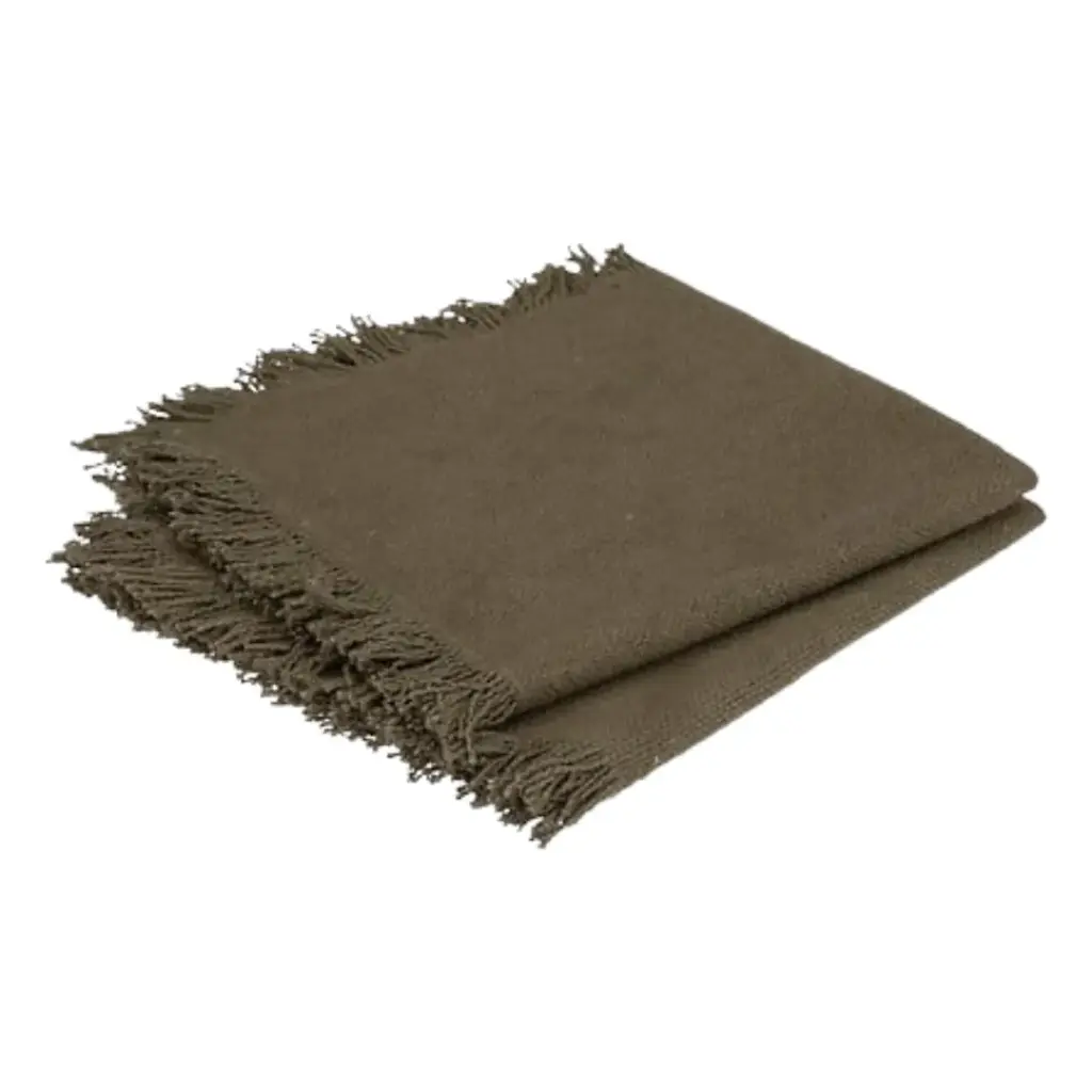 Maha Fringed Napkin Set Green 2pc