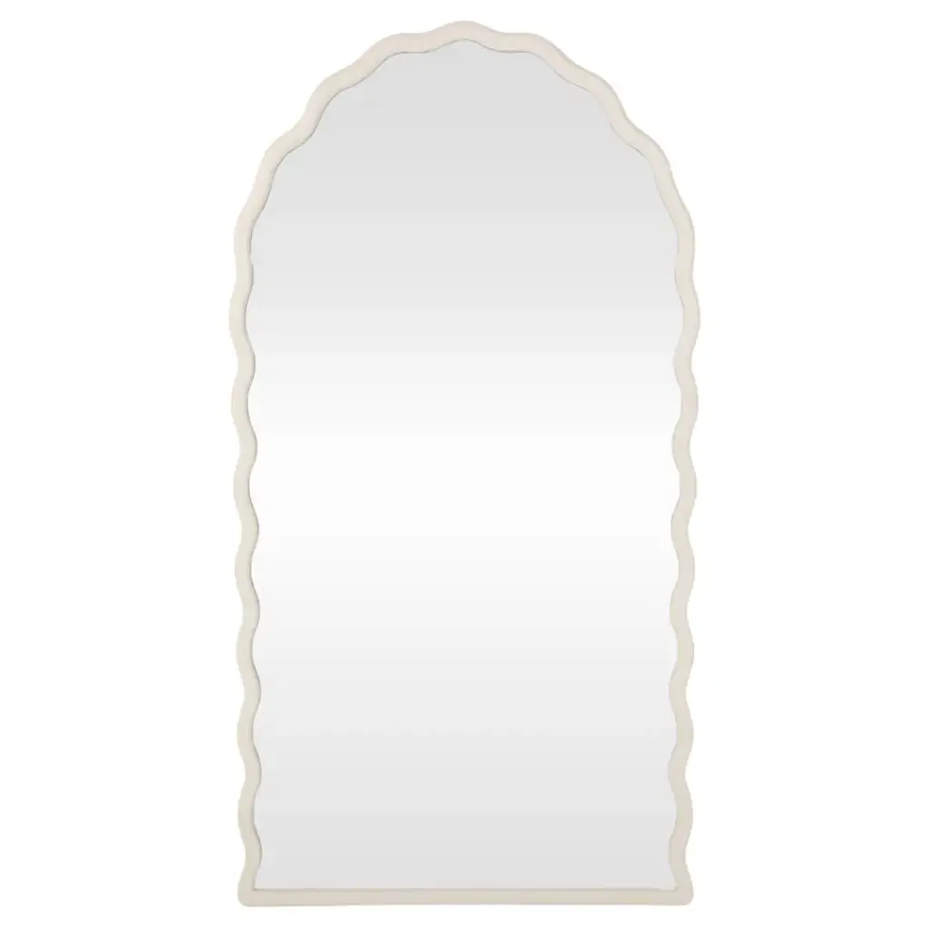 Wavy Leaning Mirror White 31x59in