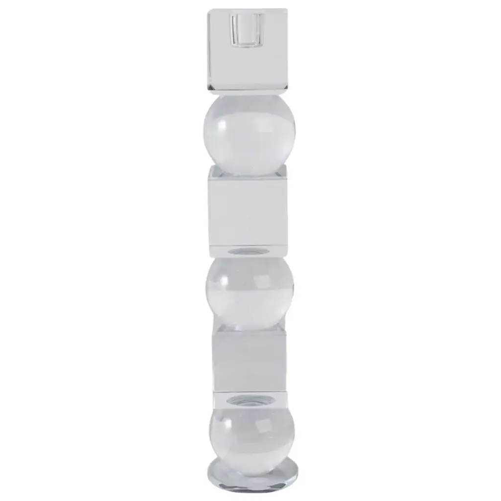 Crystal Orbs & Blocks Taper Candleholder Clear 12in