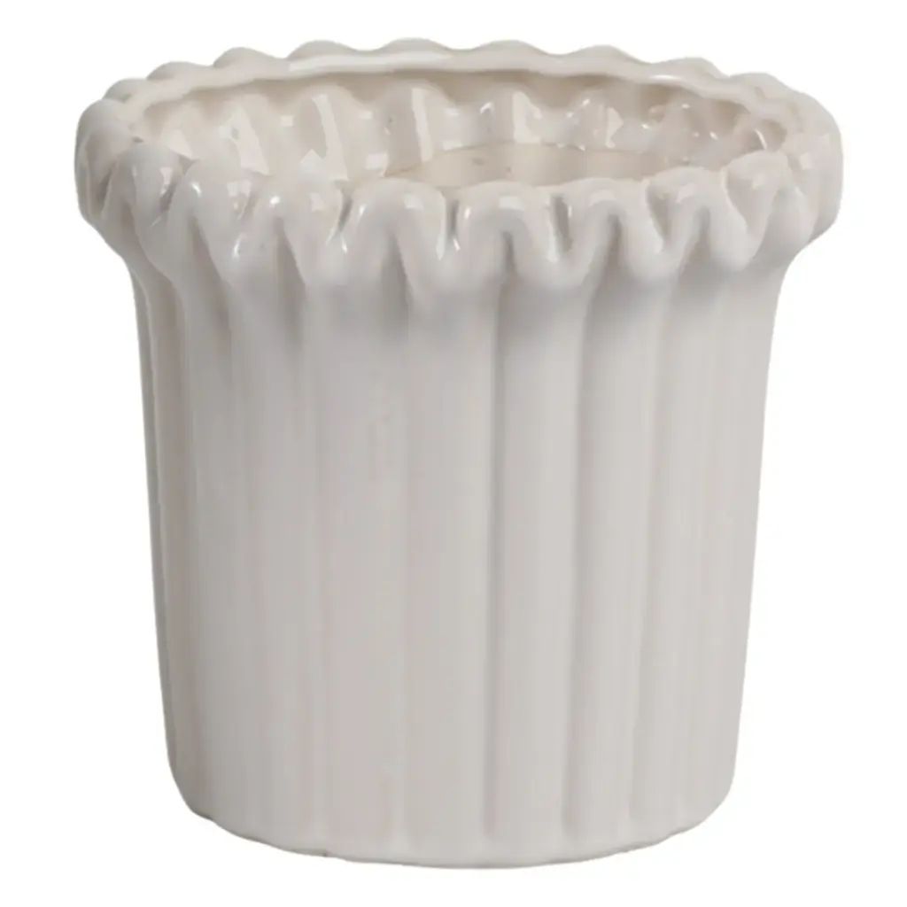 Fluted Planter Ivory 7in