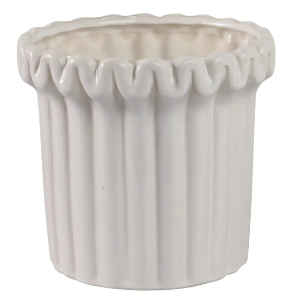 Fluted Planter Ivory 9in