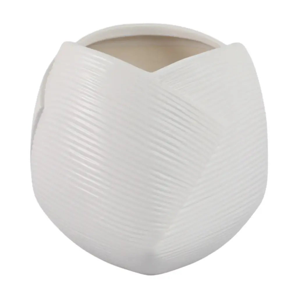 Abstract Folded Planter White 8in