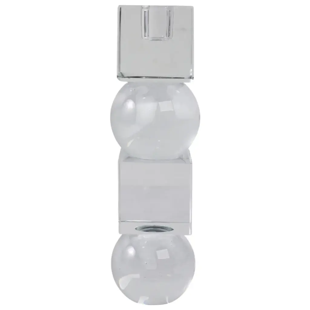 Crystal Orbs & Blocks Taper Candleholder Clear 8in