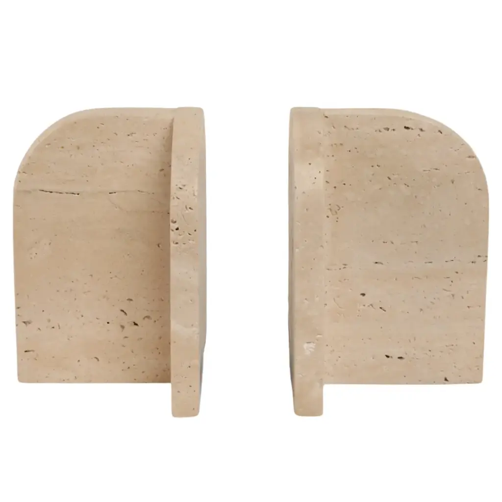 Arched Travertine Bookends Set 6in